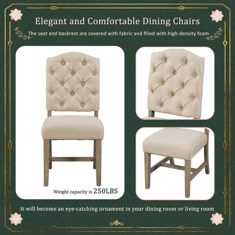 Functional Furniture Retro Style Dining Table Set With Extendable Table And 4 Upholstered Chairs For Dining Room And Living Room