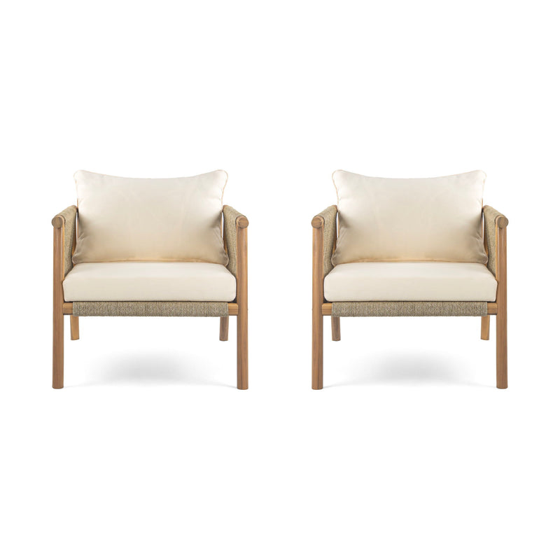 Modern Outdoor Woven Lounge Chair With Solid Frame And Cushions