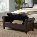 Hayes - Contemporary Armed Storage Bench With Button Tufting And Rolled Arms