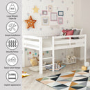 Twin Wood Loft Bed Low Loft Beds with Ladder,Twin,White(OLD SKU :WF192082AAK)