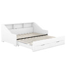 Daybed Frame With Storage Bookcases, 2 Drawers, Charging Station