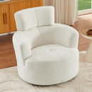 360° Swivel Chair Upholstered Accent Barrel Chair With Adjustable Headrest