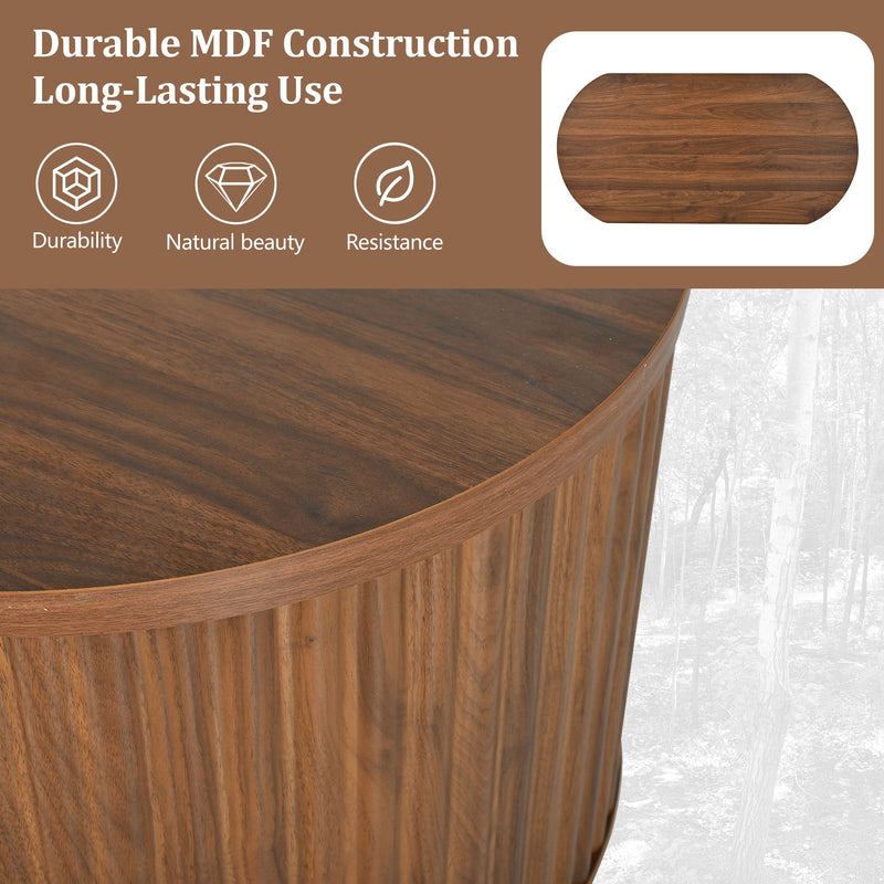 Lift Top Coffee Table With Hidden Compartment, Partially Assembled Wooden Center Table, Modern Oval Lift Tabletop For Home Living Room - Brown