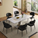 Modern Rectangular Dining Table For 6 - 8, Plated Hourglass Base