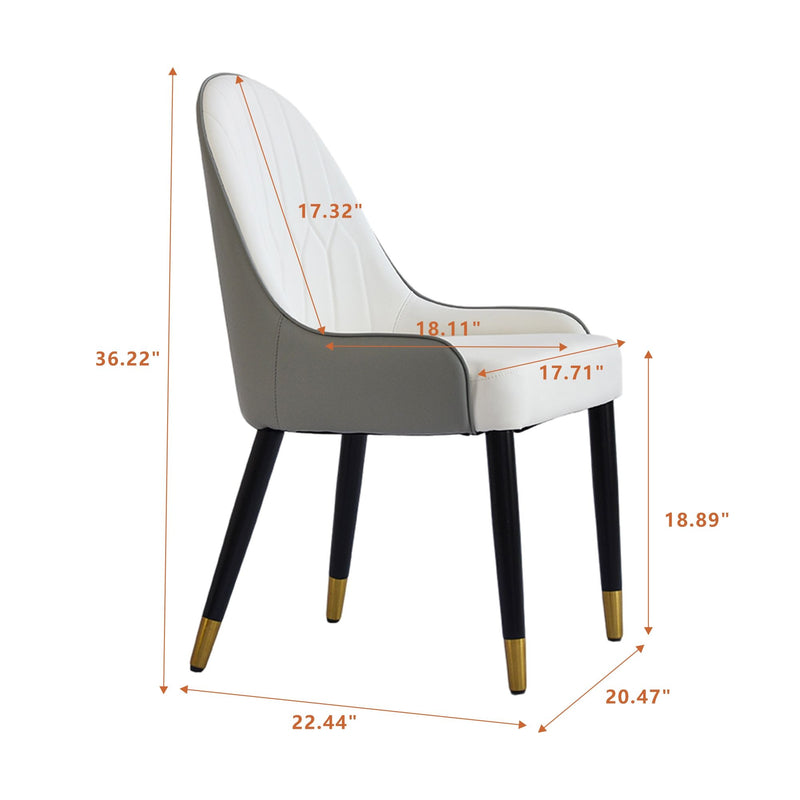 Modern PU Sponge-Filled Dining Chair, Solid Wood Metal Legs, Suitable For Restaurants, Living Rooms And Rooms (Set of 2)