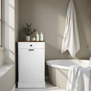 Tilt Out Trash Cabinet With Drawer, 10 Gallon Hamper - White