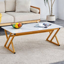 Modern Rock Slab Coffee Table With Metal Legs