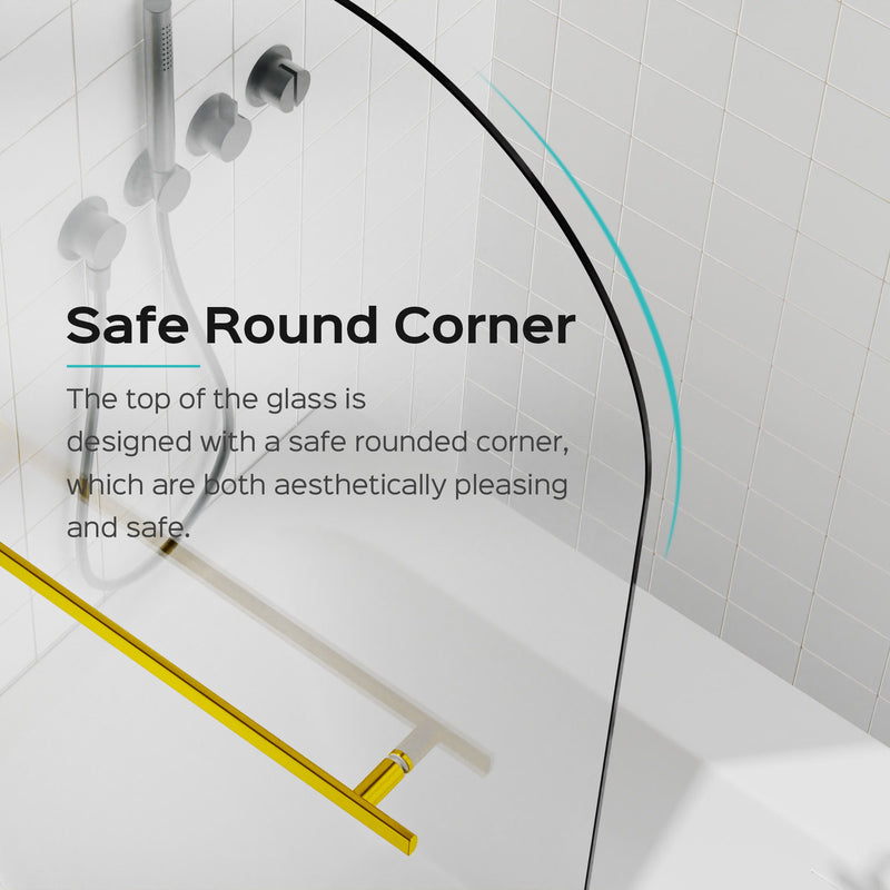 Frameless Shower Doors For Bathtub, 1 / 4" Tempered Glass