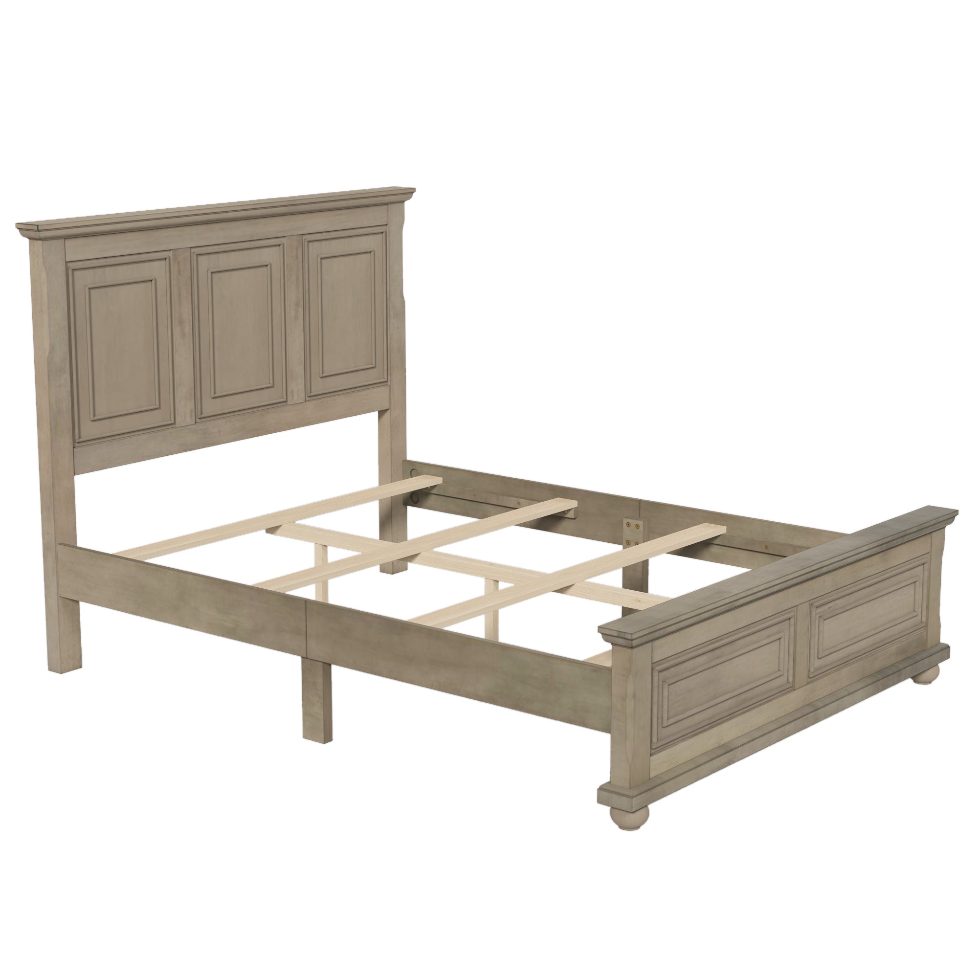Traditional Town and Country Style Pinewood Vintage Queen Bed, Stone - Atlantic Fine Furniture Melbourne FL