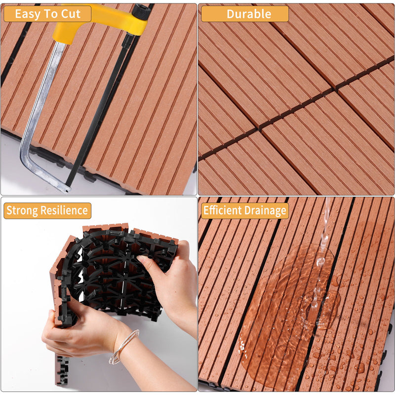 Wood Plastic Composite Deck Tiles, Sustainable Composite Decking Resist Rust, Water, Weather, Easy To Diy & Maintain
