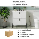 Fluted Bathroom Vanity With Ceramic Sink, Freestanding Design