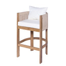 Modern Matera Barstool (Set of 2) With Wraparound Back And Rope - Teak / Beige