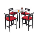 5 Pieces Outdoor Patio Bar Set, Rounded Square Table & 4 Aluminum Bar Stools