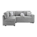 Convertible Sectional L-Shaped Sofa With Dual Pull-Out Sleepers, Flip-Top Table, USB Ports, Cup Holder & Storage