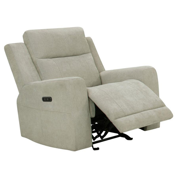 Kennett - Chenille Upholstered Power Recliner Chair - Ivory