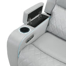 Elonzo - Power Motion Recliner With LED, Power Headrest & Speaker - Light Gray