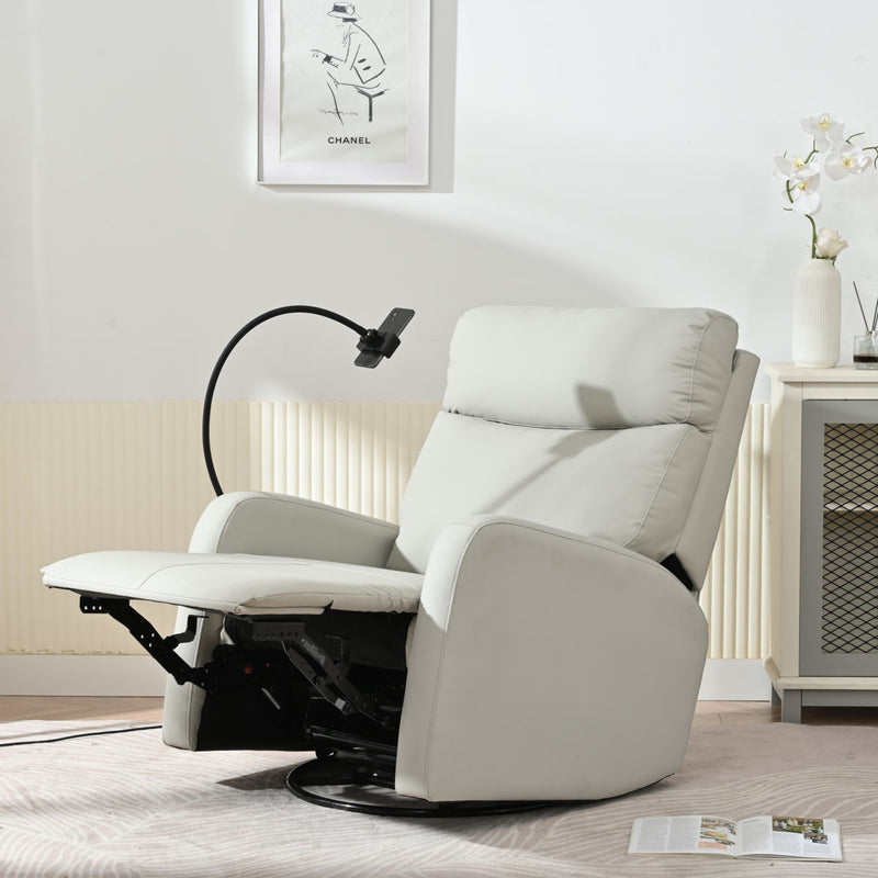 Rocking Recliner Chair, 360 Degree Swivel Nursery Rocking Chair, Glider Chair, Modern Small Rocking Swivel Recliner Chair For Bedroom, Living Room Chair Home Theater Seat, Phone Holder