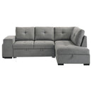 Roanne - Fabric Upholstered Sleeper Sectional Sofa - Gray