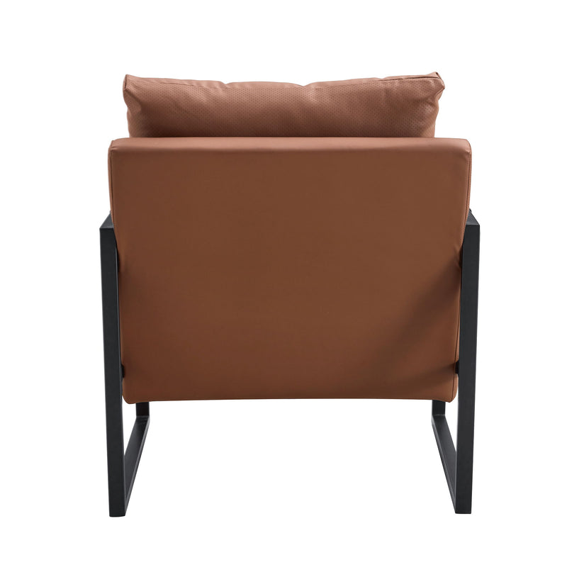 Classic Leather And Metal Frame Sofa, Ergonomically Designed, A Perfect Blend Of Modern And Industrial Styles