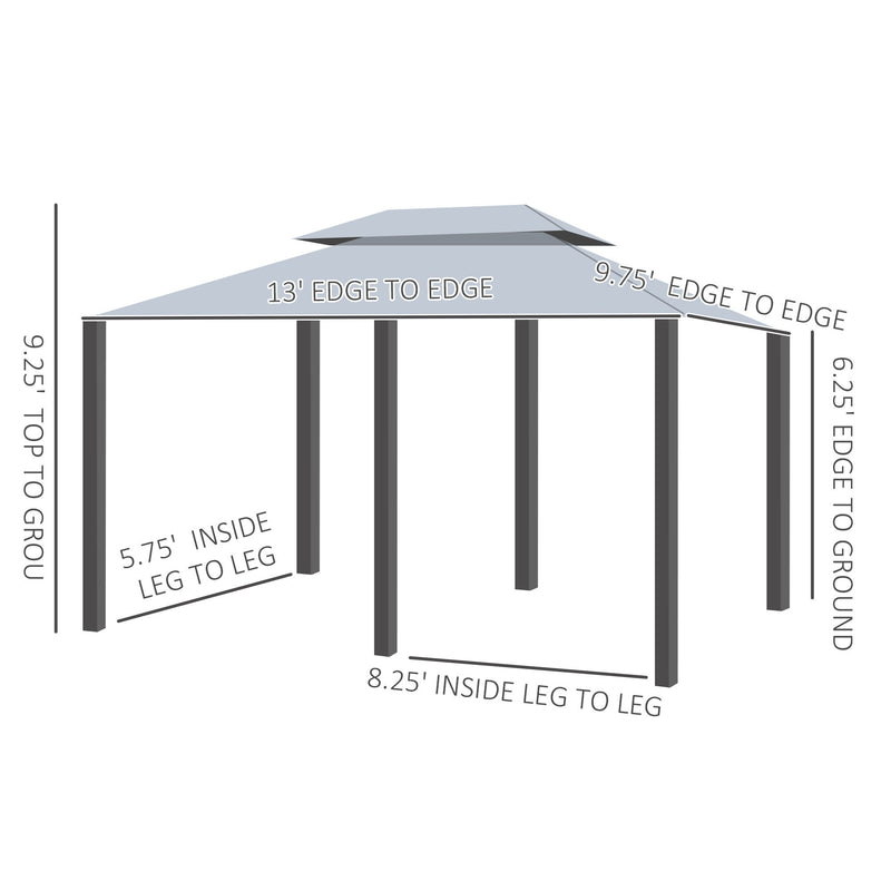 Outsunny - Patio Gazebo, Outdoor Gazebo Canopy Shelter With Curtains, Vented Roof, Steel Frame For Garden, Lawn, Backyard And Deck, - Sage Gray