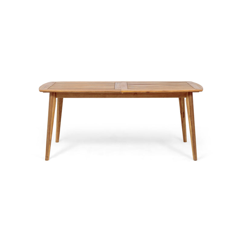 Modern Outdoor Dining Set With Expandable Acacia Wood Table