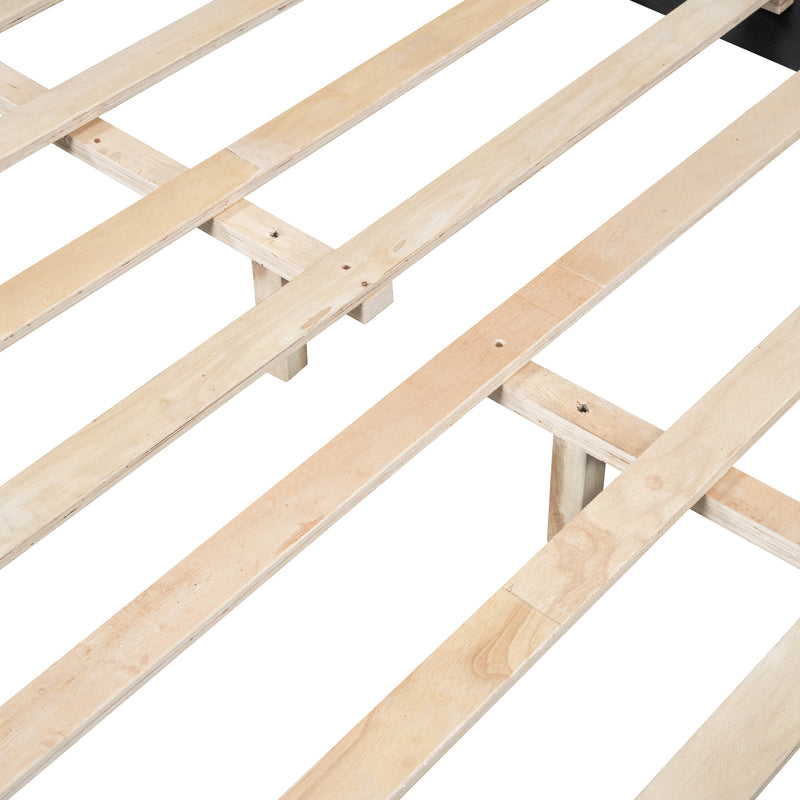 Full Size Upholstered Daybed with Cloud Shaped Headboard, Embedded Elegant Copper Nail Design, Beige