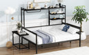 Daybed With Movable Desk, Grid, Shelves And Clothes Hanger