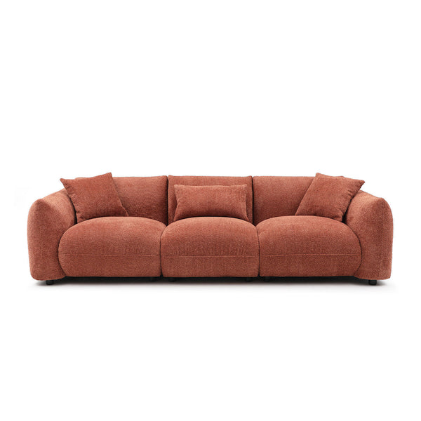 Mid Century Modern Couch 3-Seater Sofa for Livingroom, Orange