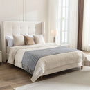 Peyton - Upholstered Bed With 54" High Headboard, Traditional Hand Buttoned Tufting