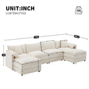 Modular Sectional With Deep And Wide Seat, Cloud Couch Set With Double Cushions Sofa With Movable Ottoman