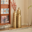 Floor Metal Vases Decorated White Metal Vases (Set of 3) Gorgeous Home Decoration Large Glazed Metal Vases - Golden
