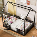 Metal House Bed With Fence And Door
