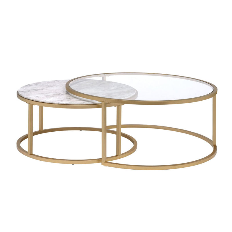 Shanish - Nesting Table Set - Faux Marble Top & Gold