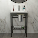Console Sink With Legs, 24" X 18", Durable Porcela With Frame - White / Black