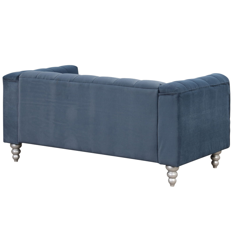 Modern Sofa Dutch Fluff Upholstered Sofa With Wood Legs, Buttoned Tufted Backrest