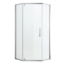 Diamond Shaped Corner Shower Door, Inward Sliding, Stainless Steel Frame