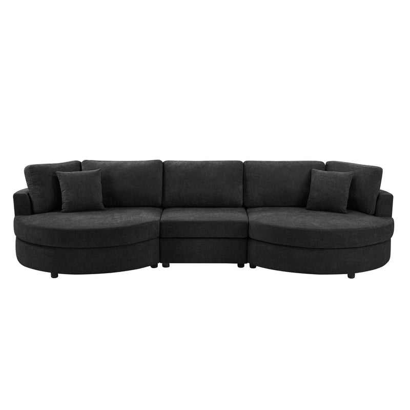 Modern 3 Seater Upholstered Sofa With Curved Design