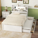 LED Platform Bed With Trundle With Storage Headboard With Drawers