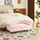 Luxurious Velvet Multifunctional Storage Ottoman Bench With Pillow