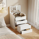 3 In 1 Vanity Desk With Flip Top Mirror, Compact Makeup Table With Glass Top And 3 Drawers