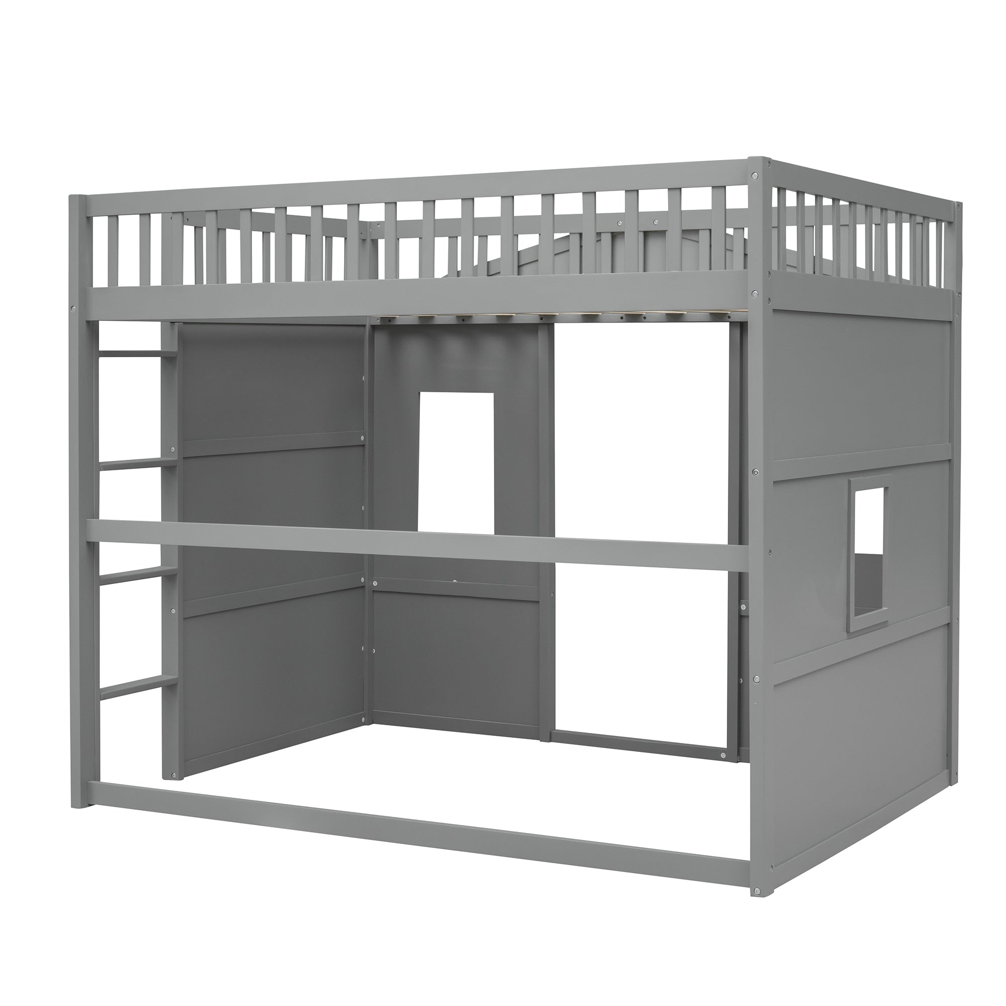 Full Size House Loft Bed With Ladder-Gray - Atlantic Fine Furniture Melbourne FL