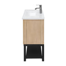Modern Freestanding Bathroom Vanity With Ceramic Sink, Hot And Cold Faucet, Storage Cabinet & Open Shelf