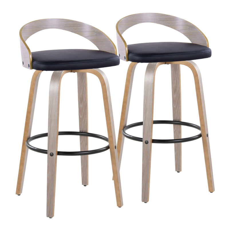 Grotto - Contemporary Fixed Height Barstool With Swivel With Round Footrest (Set of 2)