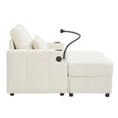 Modern Style Armchair Chaise Lounge Sofa Couch With Movable Storage Ottoman, USB Ports, Cup Holders, Phone Holder, Side Pockets