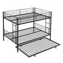 Full Over Full Modern Metal Bunk Bed With Trundle - Black