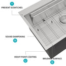 33" Drop In Kitchen Sink Single Bowl 16 Gauge Stainless Steel Ledge Workstation - Black