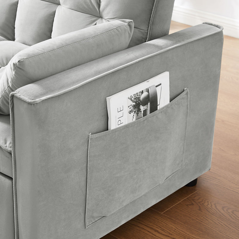 Modern Convertible Velvet Futon Loveseat With Sleeper Bed Function