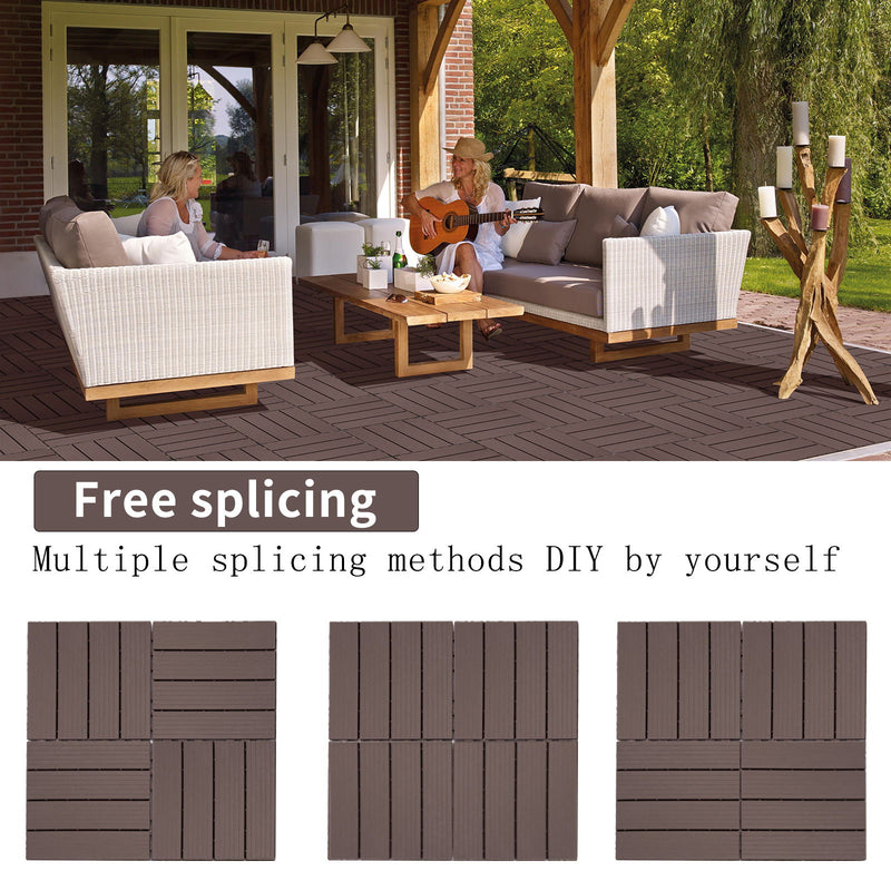 Plastic Interlocking Deck Tiles, Patio Flooring Outdoor Waterproof All Weather Use