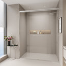 Double Sliding Shower Door, Semi-Frameless Bypass Bathroom Sliding Door With 1/4" (6 Mm) Tempered Glass For Walk-In Shower