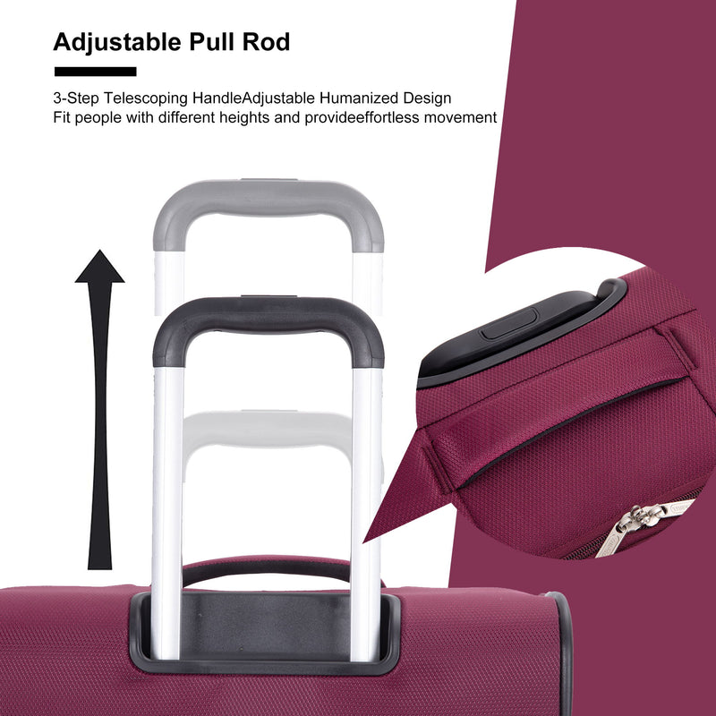 3 Piece Luggage Sets, Softshell Suitcase Spinner Wheels